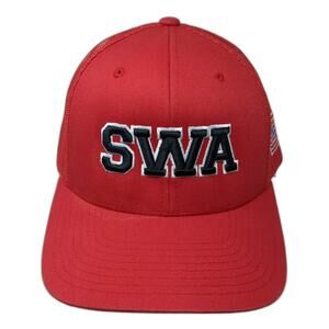 SWA Snapback Mesh Back Trucker Hat Red One Size Embroidered Yupoong